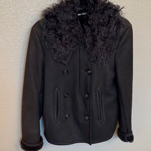 Calvin Klein Collection Black Pea Coat made in Italy